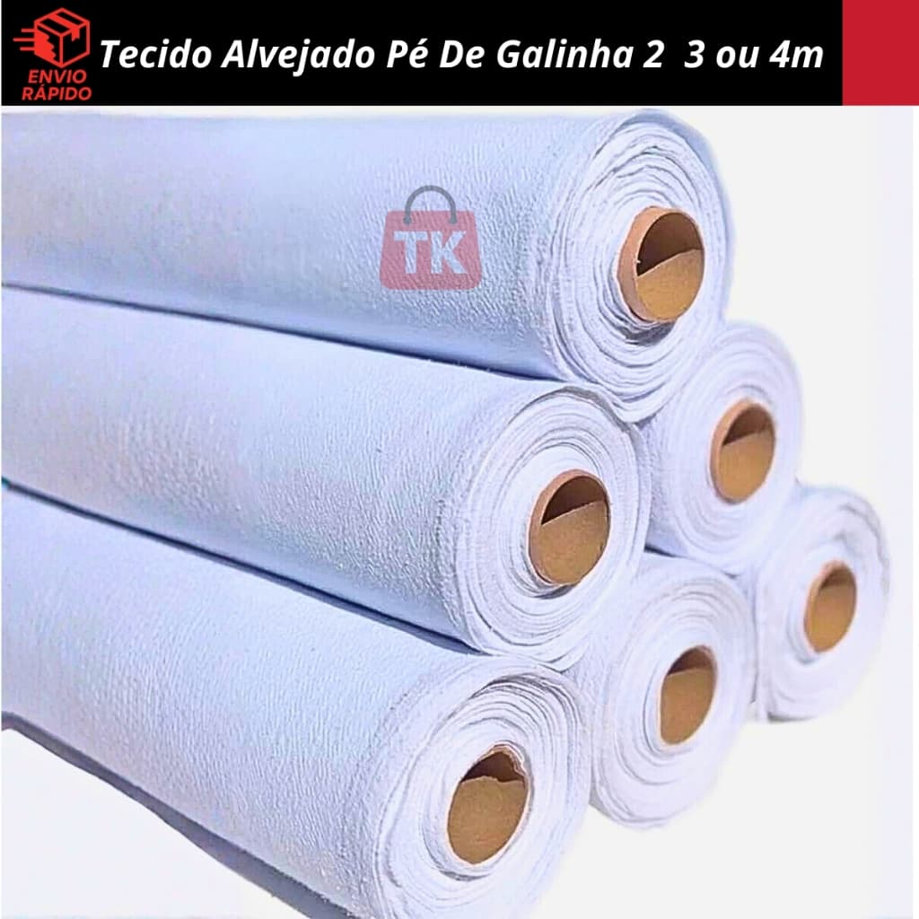 Tecido Alvejado Pé De Galinha Pano De Prato Guardanapo, Rolo com 2 - 3 ou 4 Metros