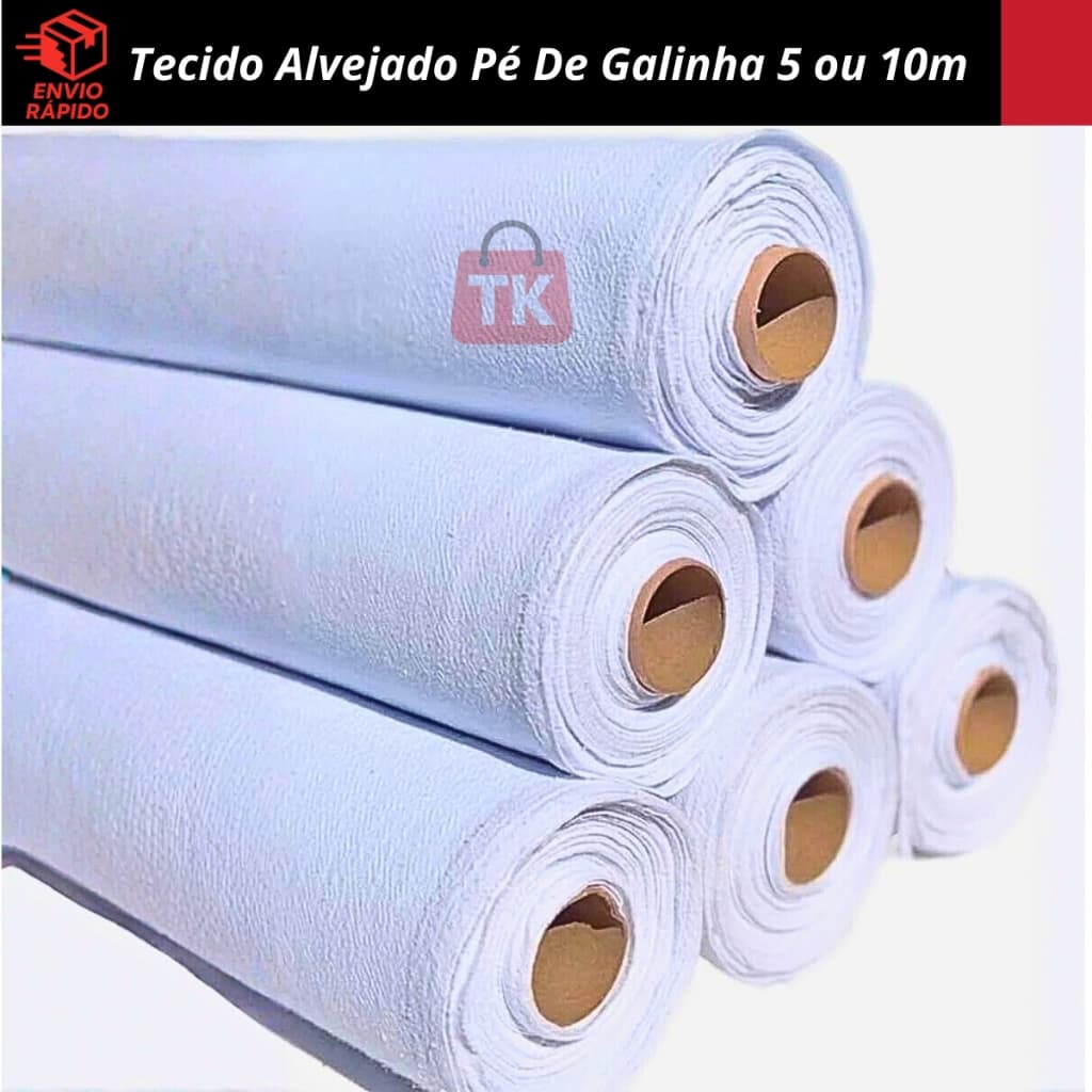Tecido Alvejado Pé De Galinha Pano De Prato, Rolo com 5 ou 10 Metros