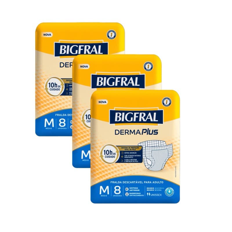 Fralda Geriátrica Bigfral M - kit 3 pacotes