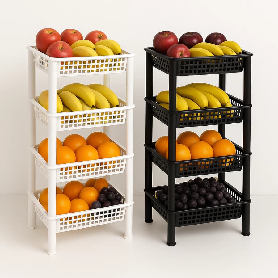 Fruteira Organizadora de Chão 4 Andares Em Plástico Multiuso