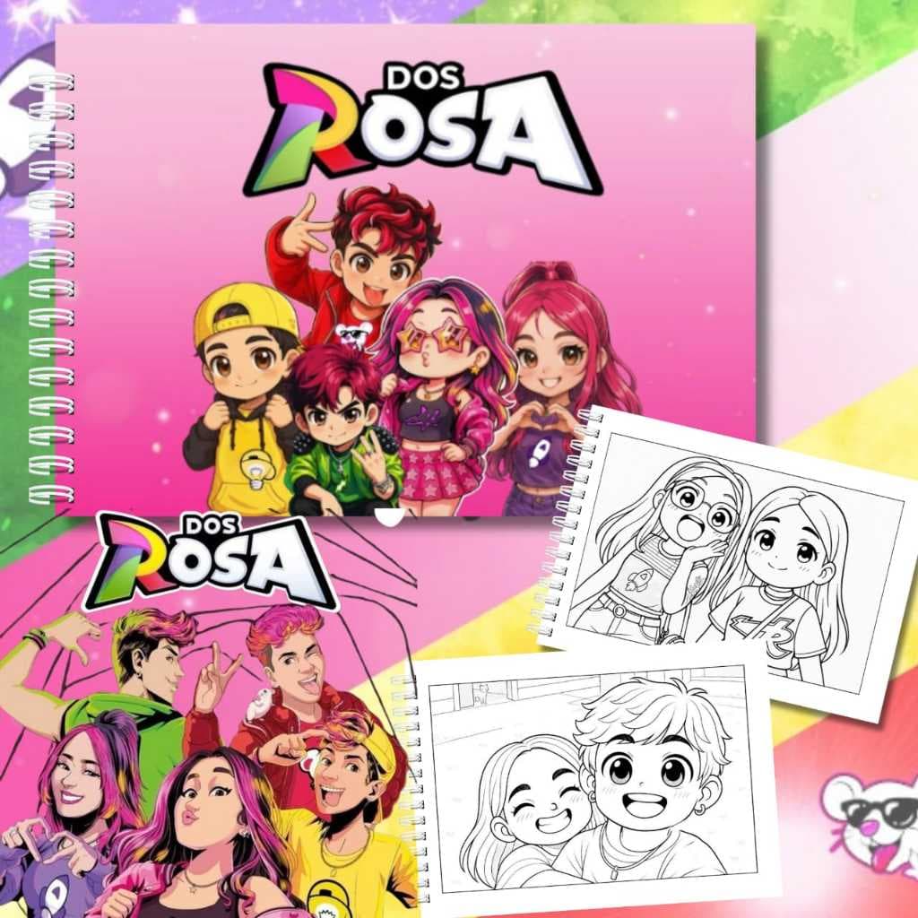 Livro de Colorir Dos Rosa A5 | Série Infantil da Internet | 50 Desenhos | Papel 180g | Capa Dura