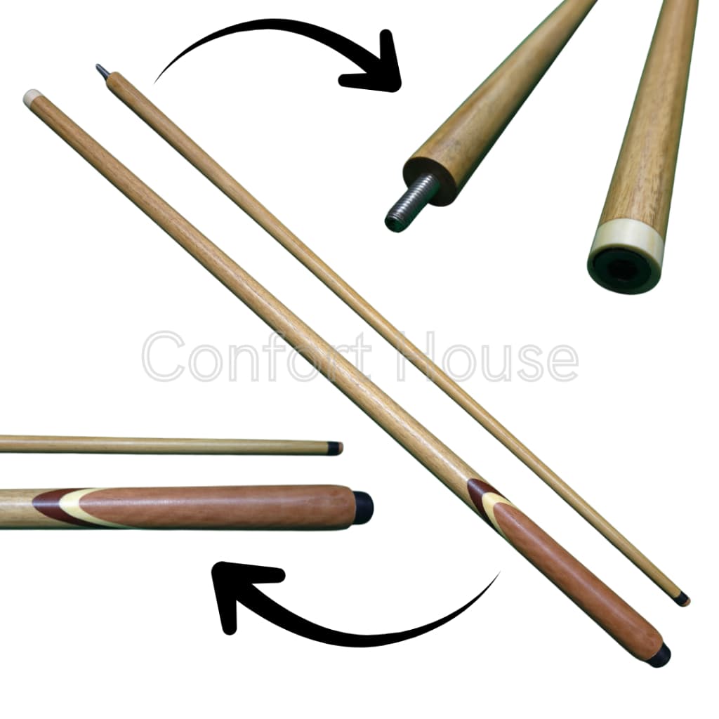 Taco de Bilhar Marchetado Bipartido Profissional com Sola de Couro