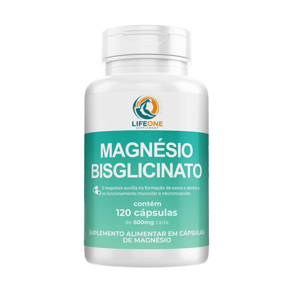 Magnésio Bisglicinato, Quelato, 600mg, 120 Cápsulas, Suplemento Alimentar, Life One
