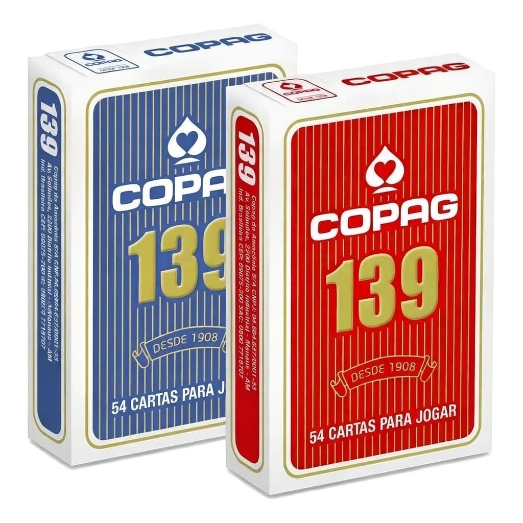 2 Baralhos Copag 139 Azul & Vermelho Generico Naipe Convencional 54 Cartas (PRIMEIRA LINHA)