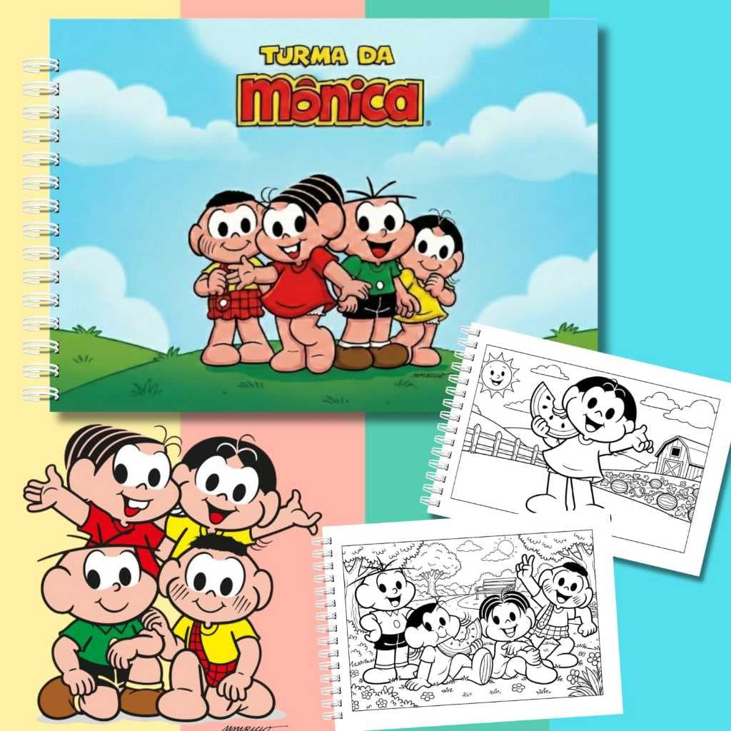 Livro de Colorir Turma da Mônica A5 | 50 Desenhos Infantis | Papel 180g | Capa Dura |