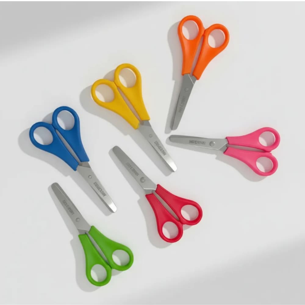Tesoura Escolar Masterprint 13cm Aço Inox Ponta Arredondada Atóxica Colorida para uso Escolar e Casa