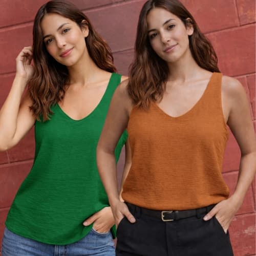 kit 2 Peças Blusa Regata Femenina Alça Grossa em Teçido Duna Forro duplo Elegante  tamanhos P M G GG