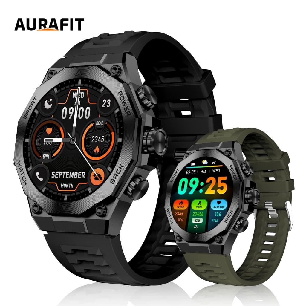 AURAFIT AM18 Smart Watch 1.43-inch HD Display Bluetooth Call Message Alert Sports Mode For Men