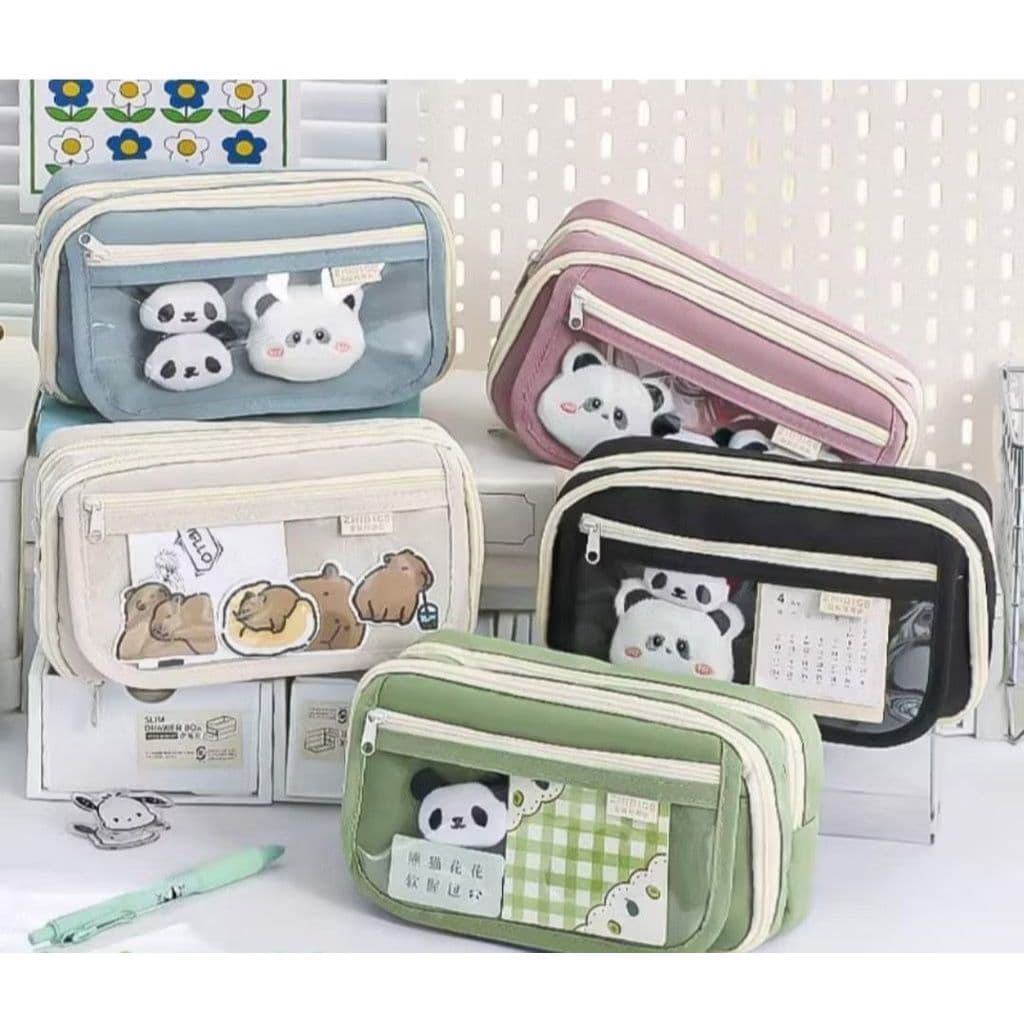 Novo Estojo Transparente Grande Capacidade para Alunos Escola ,com bolso na frente um fecho de click-CYC