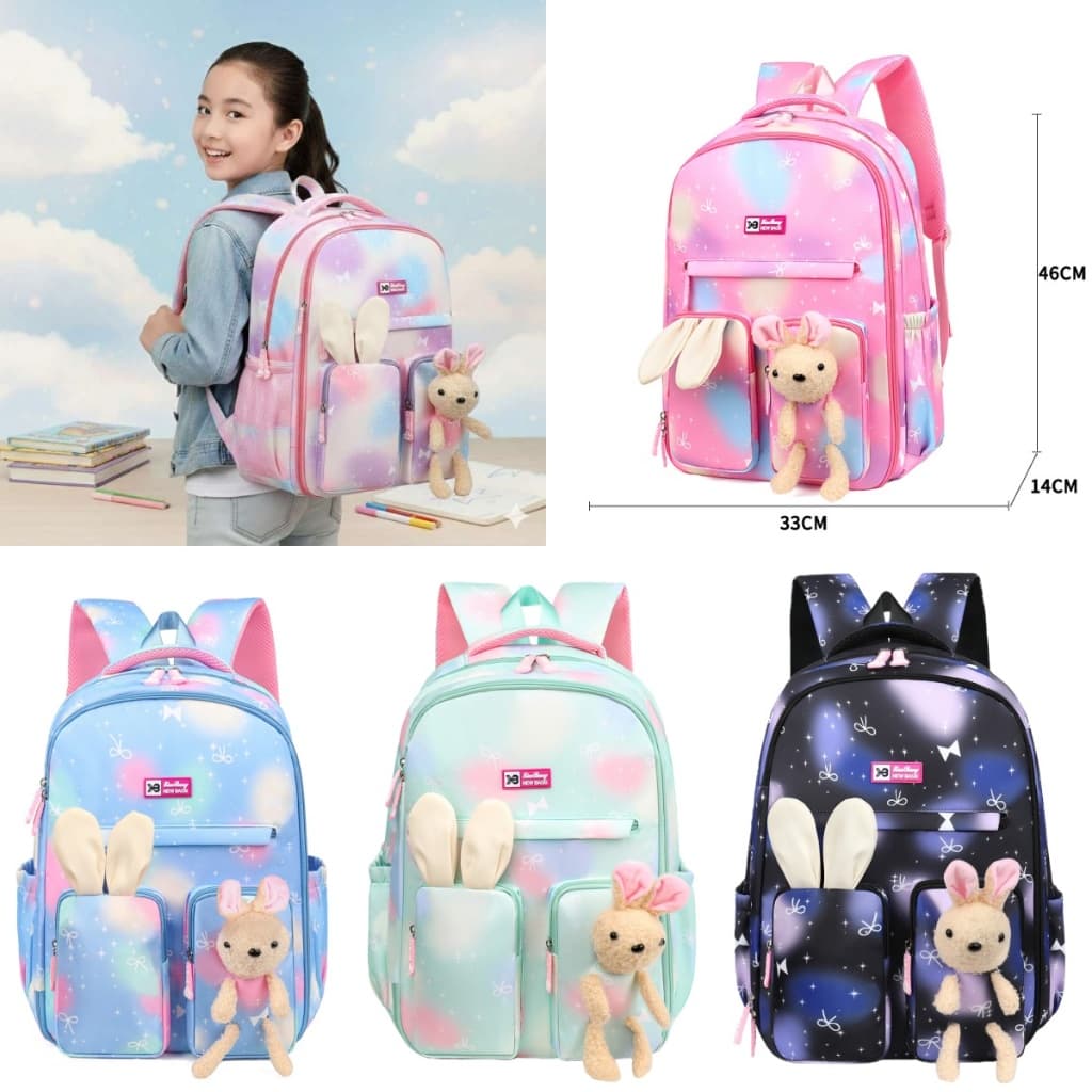 Mochila Feminina Estudantil Impermeável, Abertura Total Tipo Geladeira, Grande Capacidade e Reforçada