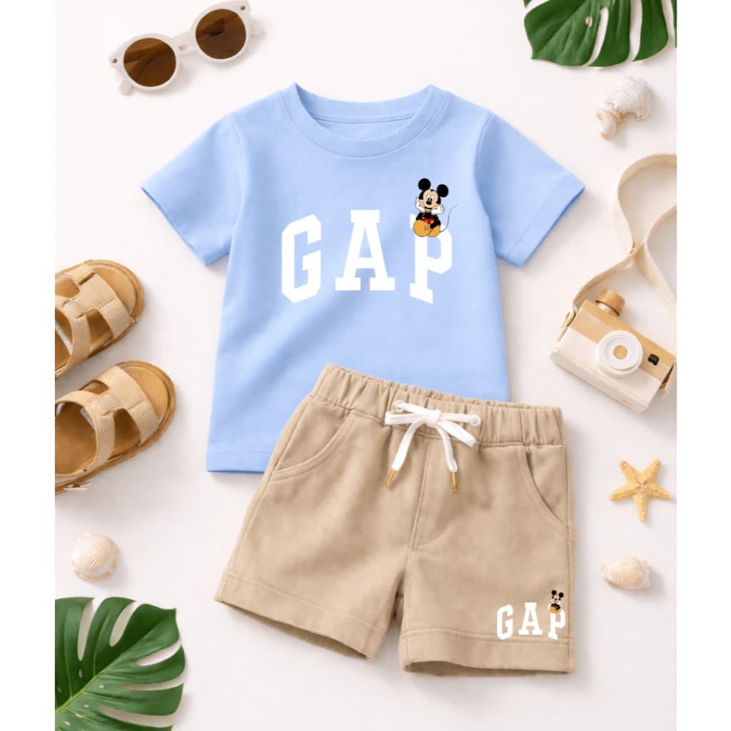 Conjunto infantil para meninos  -Estiloso de verão - camiseta manga curta e bermuda de moletom  básico casual