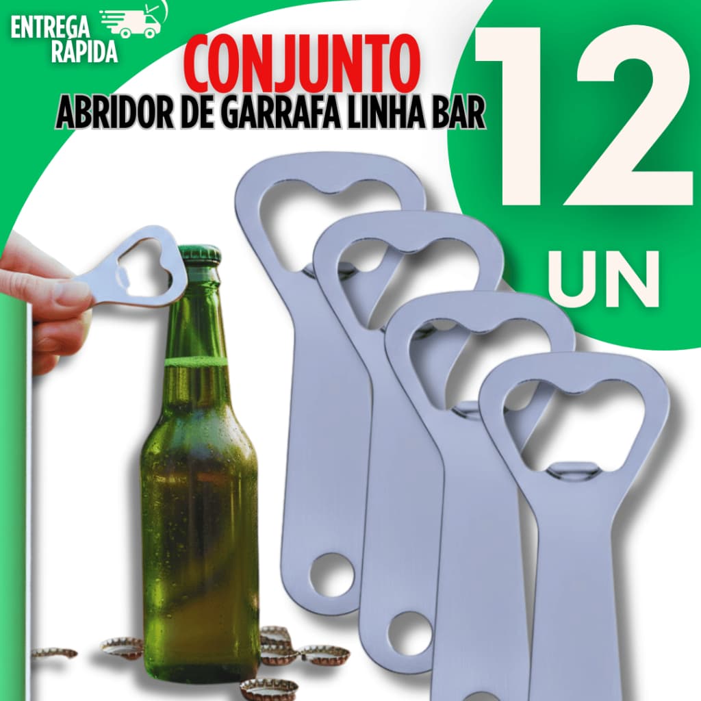 kit 12  Peças Abridor De Garrafa e Lata Profissional Inox 10cm Linha Resistente Excelente manuseio