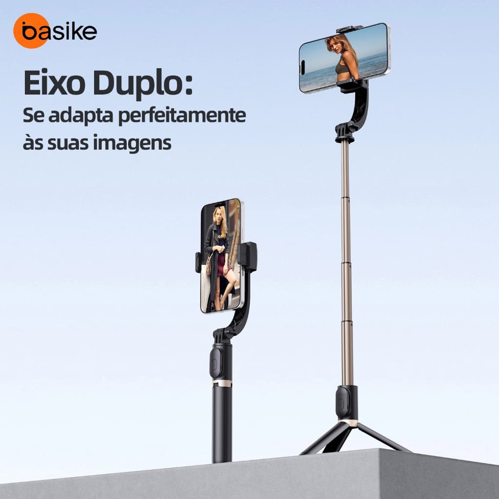 Basike Estabilizador Gimbal Smartphone Selfie Controle Bluetooth Com Tripé