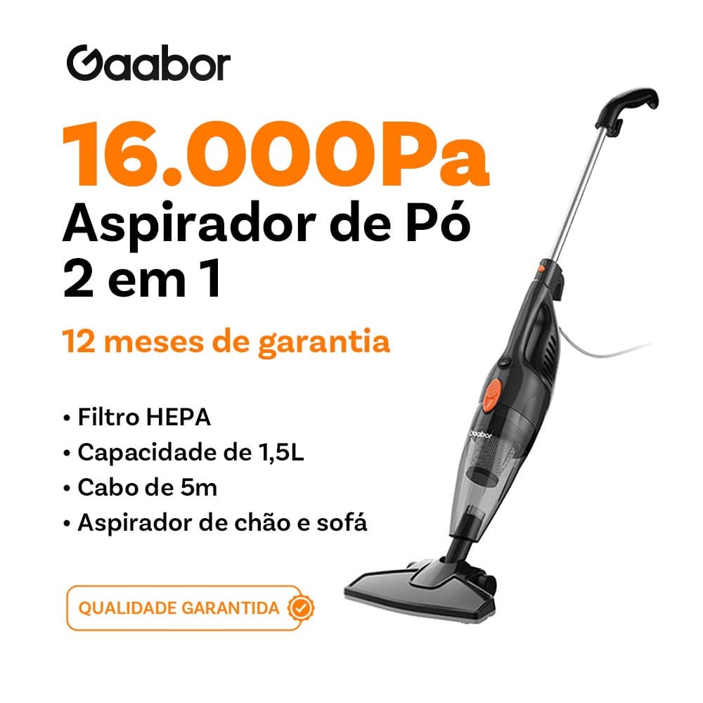Gaabor Aspirador 2 em 1 220V Sucção Forte 16000Pa Para Carro Dust Off Portátil GVCW M15A