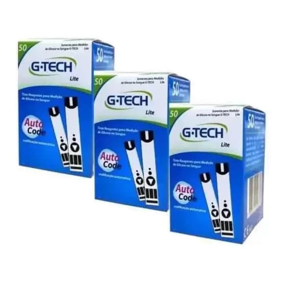 Kit 150 Tiras Reagentes G-Tech Lite (3 Frasco C/ 50 Tiras)