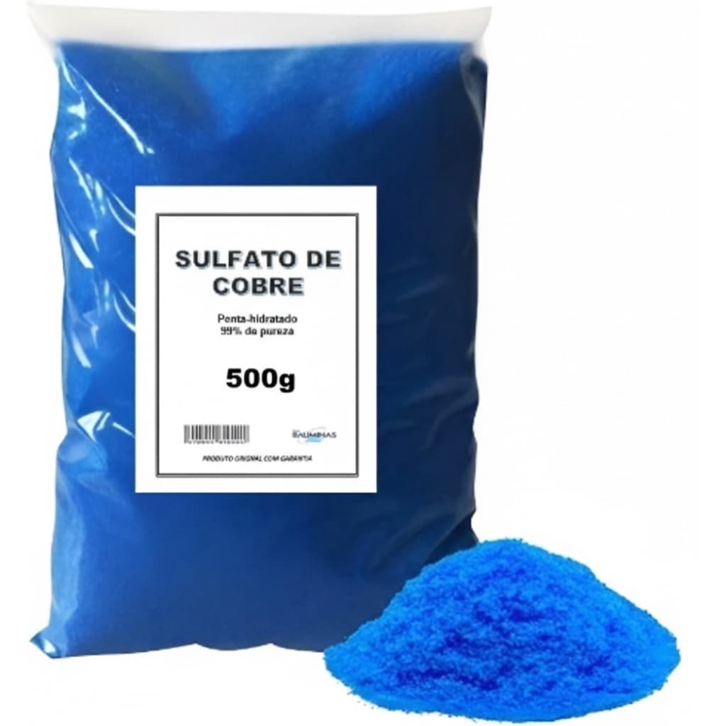 500g de  Sulfato de Cobre de com pureza de 99,00% - GARANTIA E NOTA FISCAL - VALIDADE 08/2026