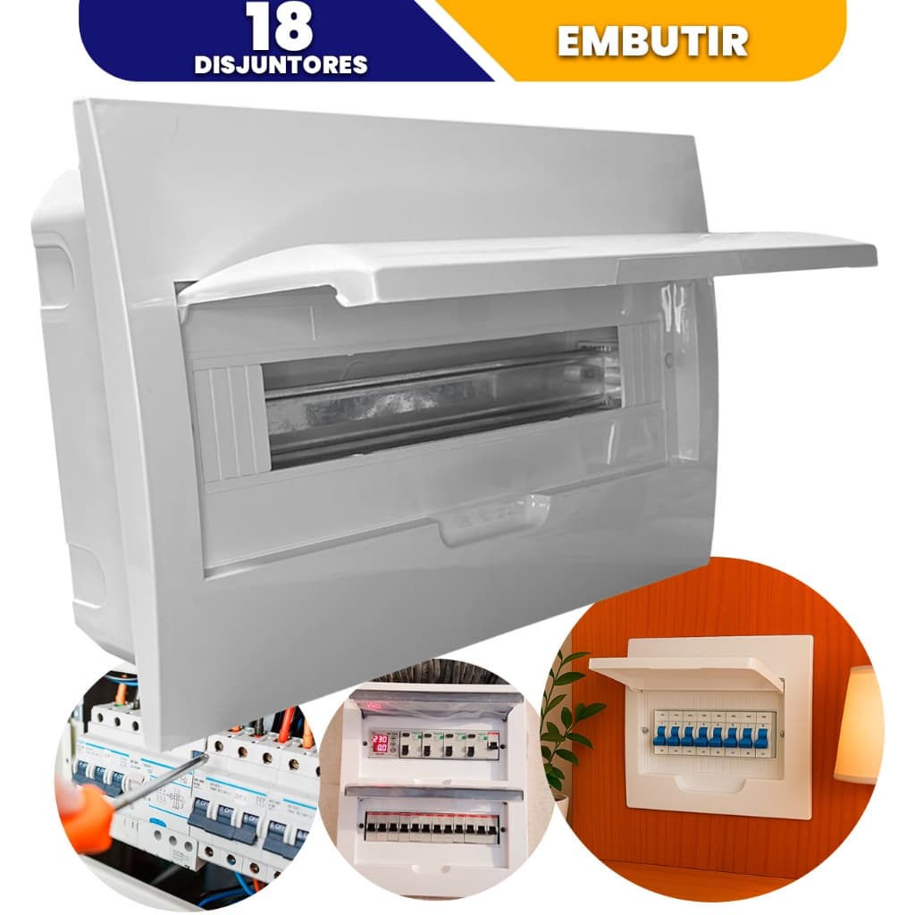 Quadro de Distribuição 18 Polos Din Embutir Acompanha Trilho din Para 18 Disjuntor Interruptor Caixa