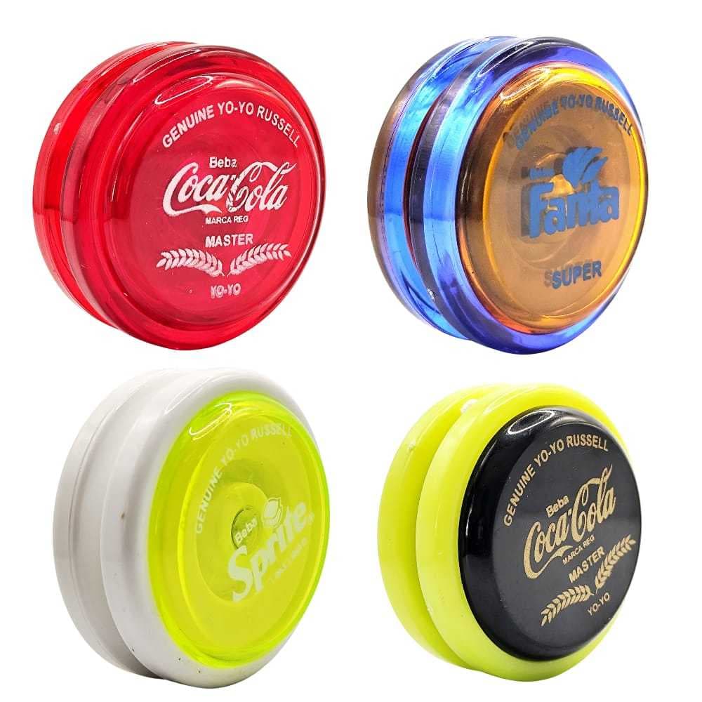 KIT 4 YOYO RETRO COCA-COCA FANTA SPRITE PROFISSIONAL YOYO RUSSELL + 6 CORDAS DE REPOSIÇÃO