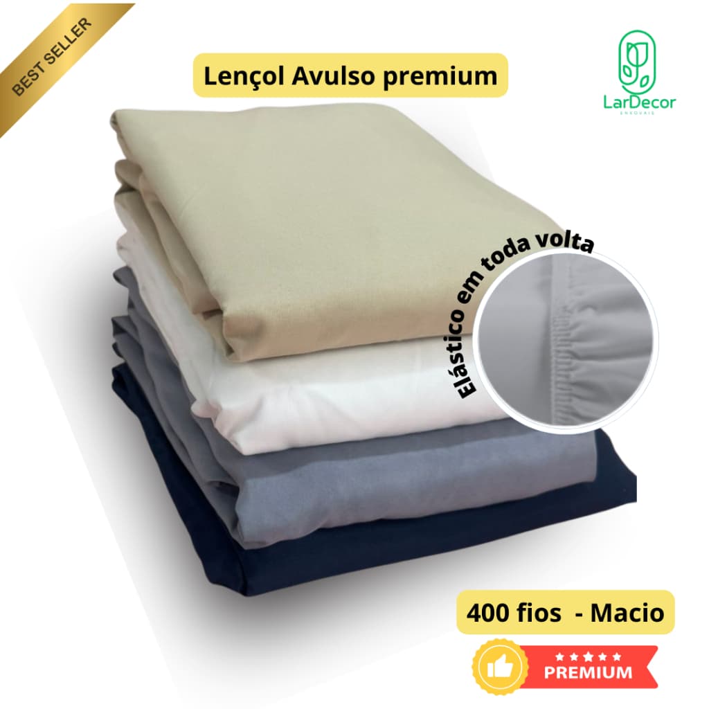 Lençol Avulso com Elástico 400 Fios Micropercal Premium Liso Toque Macio Promoção
