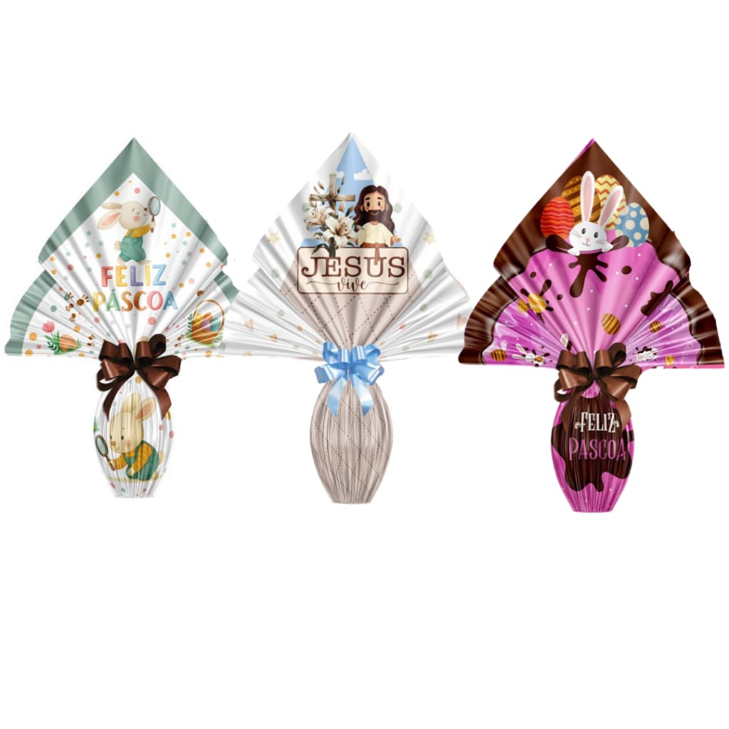 Kit 25 Saco Pratic 34x34 para Ovos de Páscoa de 250g a 350g