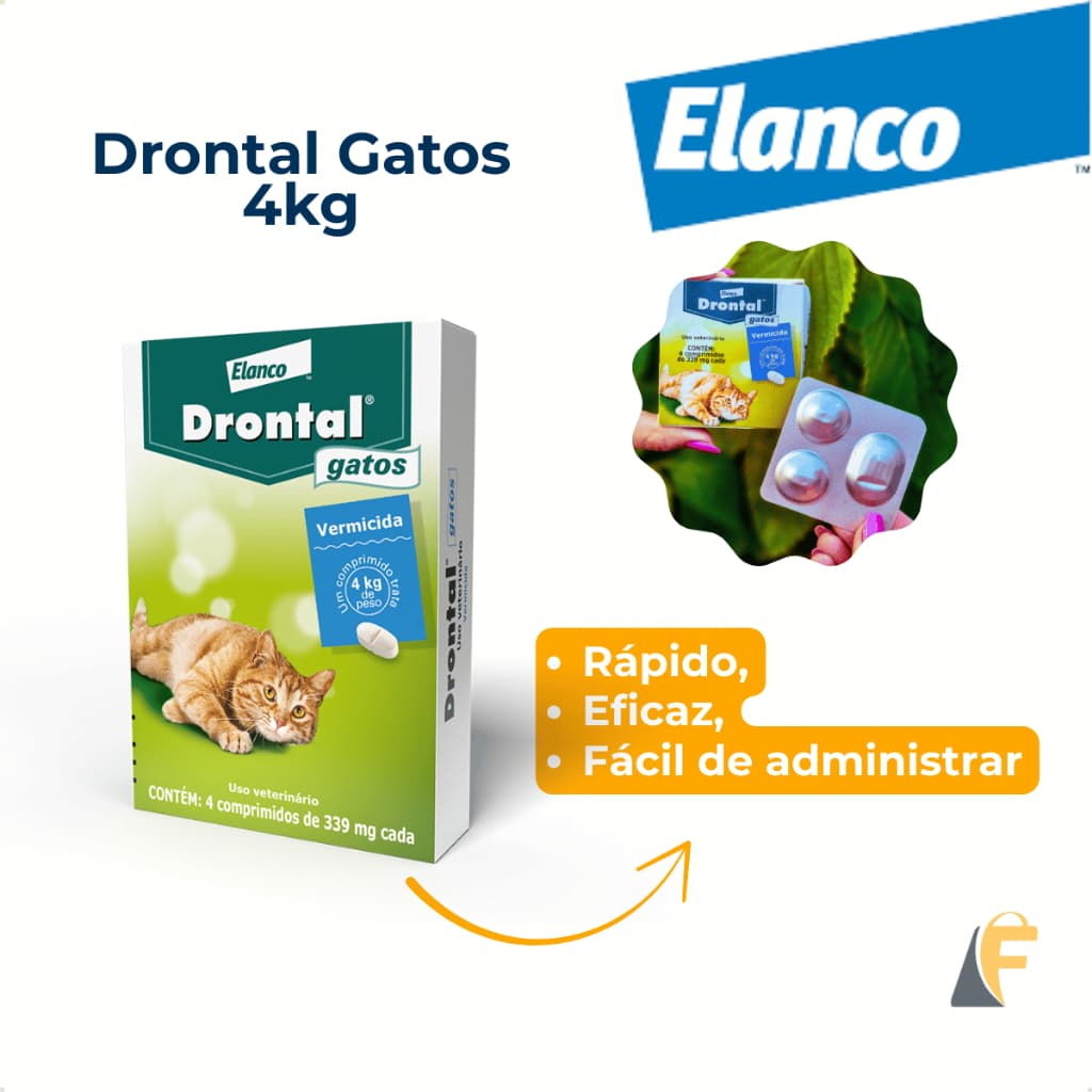 Vermífugo Drontal Para Gatos Até 4kg Elanco 4 Comprimidos