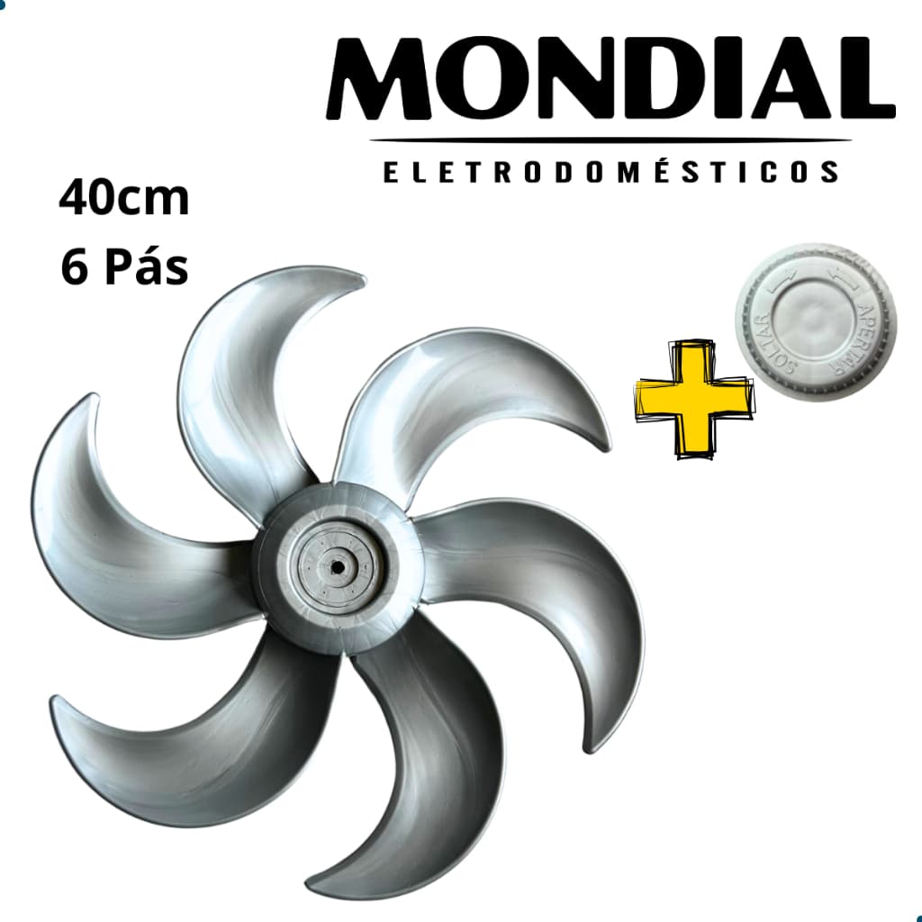 Trava + Hélice Ventilador Mondial 40cm 6 Pás Original Cinza