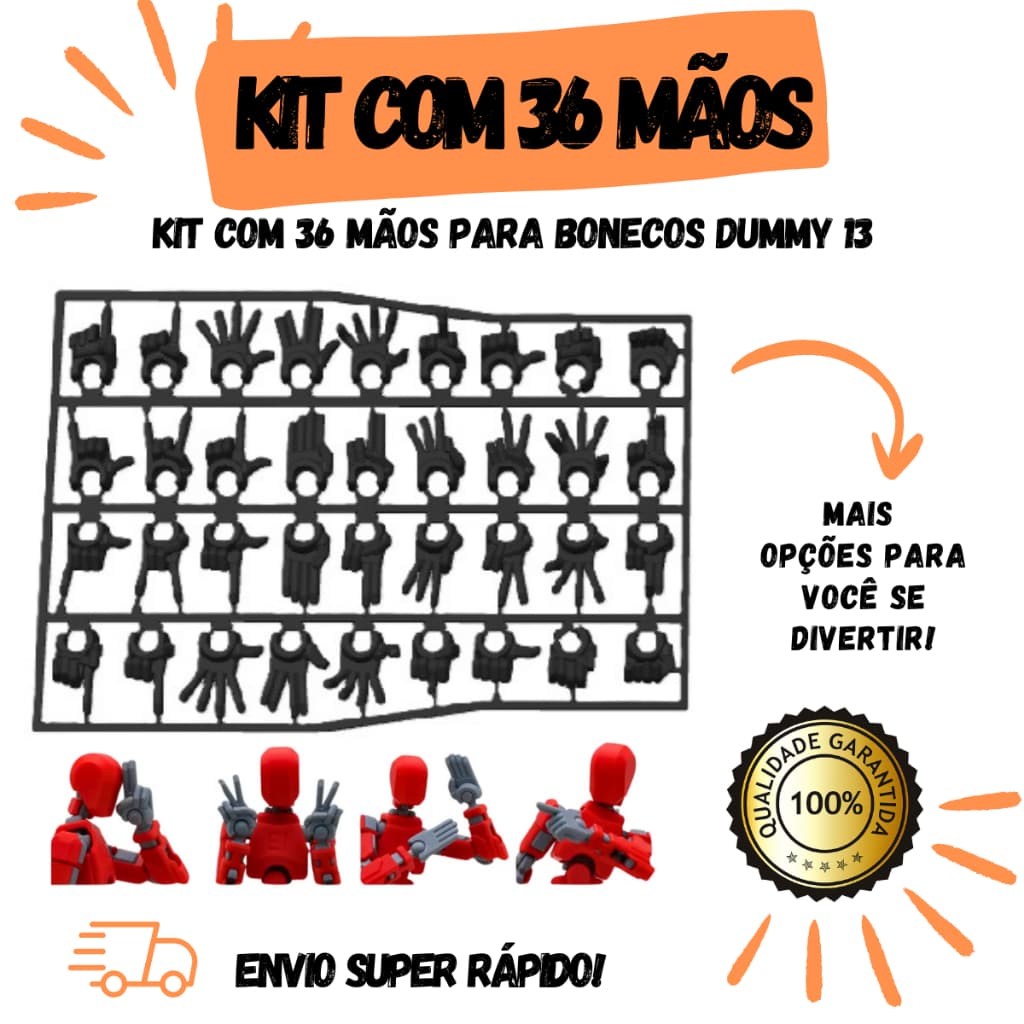 Kit 36 Mãos Hands Dummy 13 - Boneco Articulado Action Figure Brinquedo Educativo Varias Posições 3D