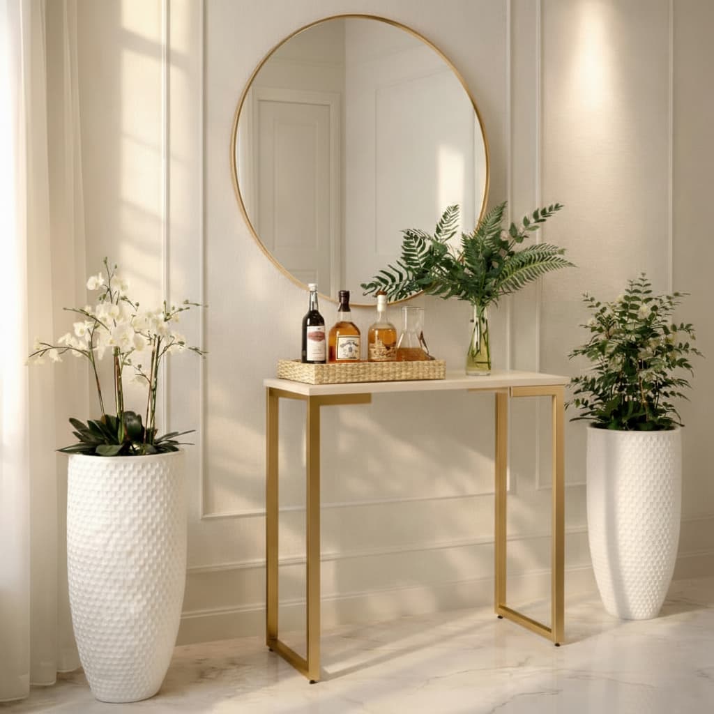 Aparador Mesa Buffet Balcão Estilo Industrial Pé Dourado Tampo MDF medidas: 90X30X90