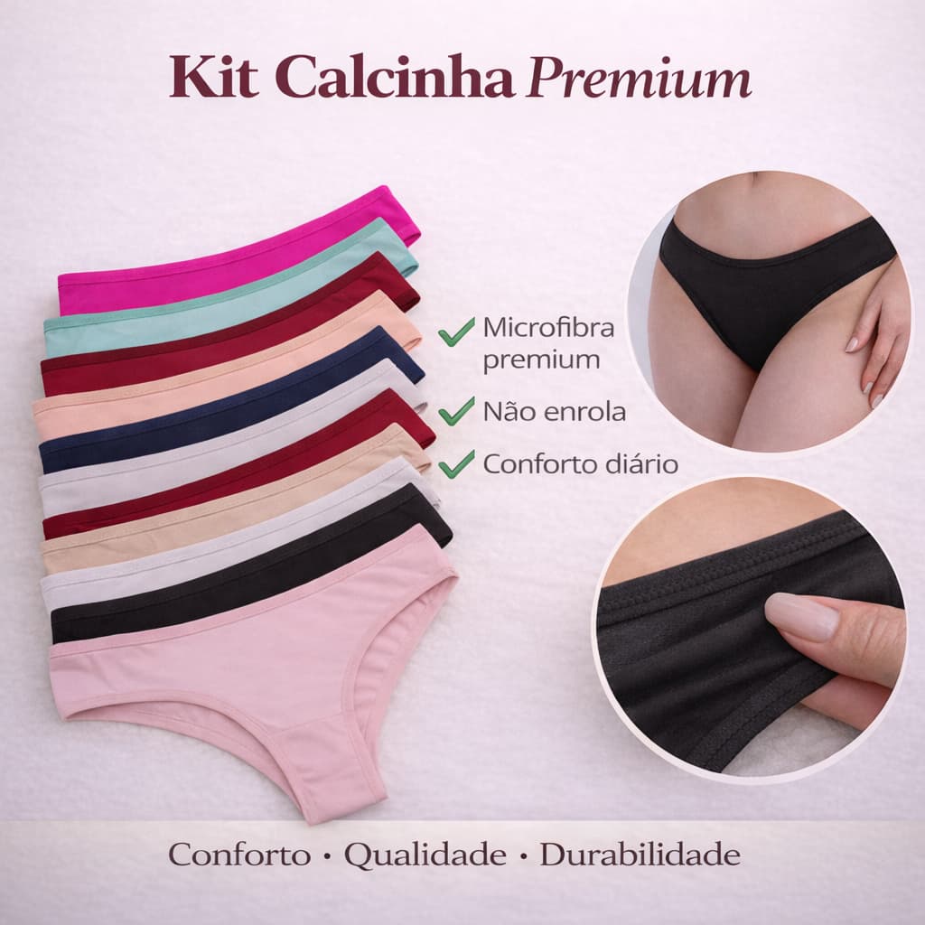 Kit Calcinha Feminina, Calsinha Tanga Adulto Micro Fibra do P ao G