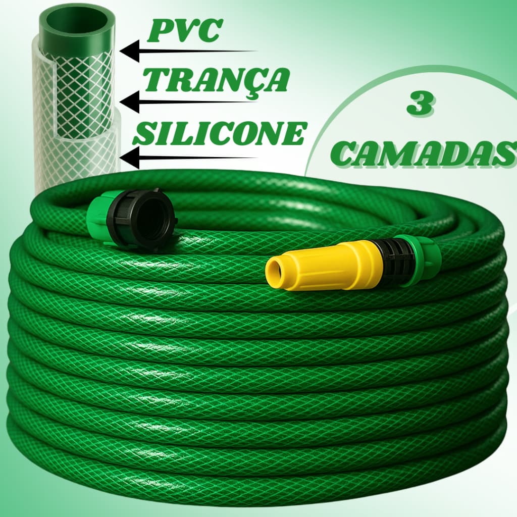 Mangueira de jardim Trançada Reforçada Metros Flexivel e Siliconada
