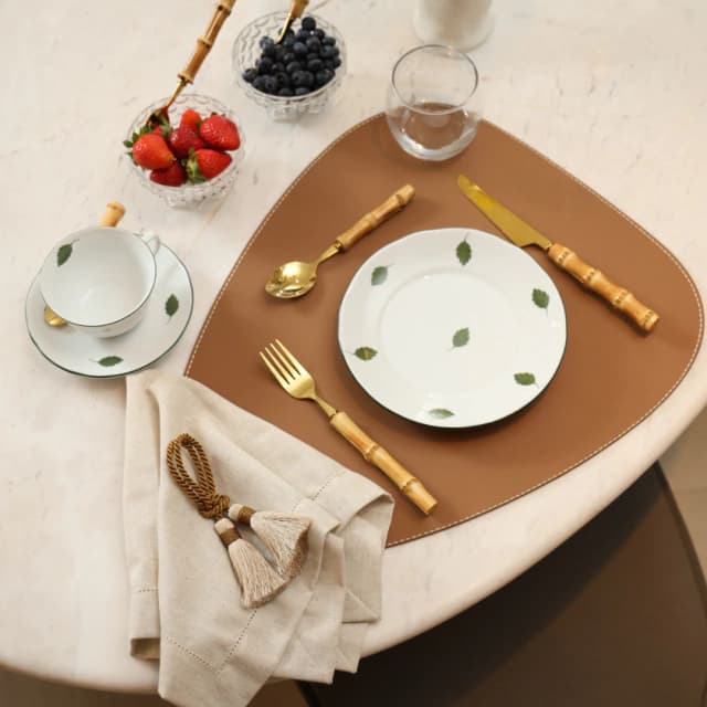 08 Jogo Americano Dupla Face Orgânico Couro 45x35cm Souplast Mesa Posta Jantar