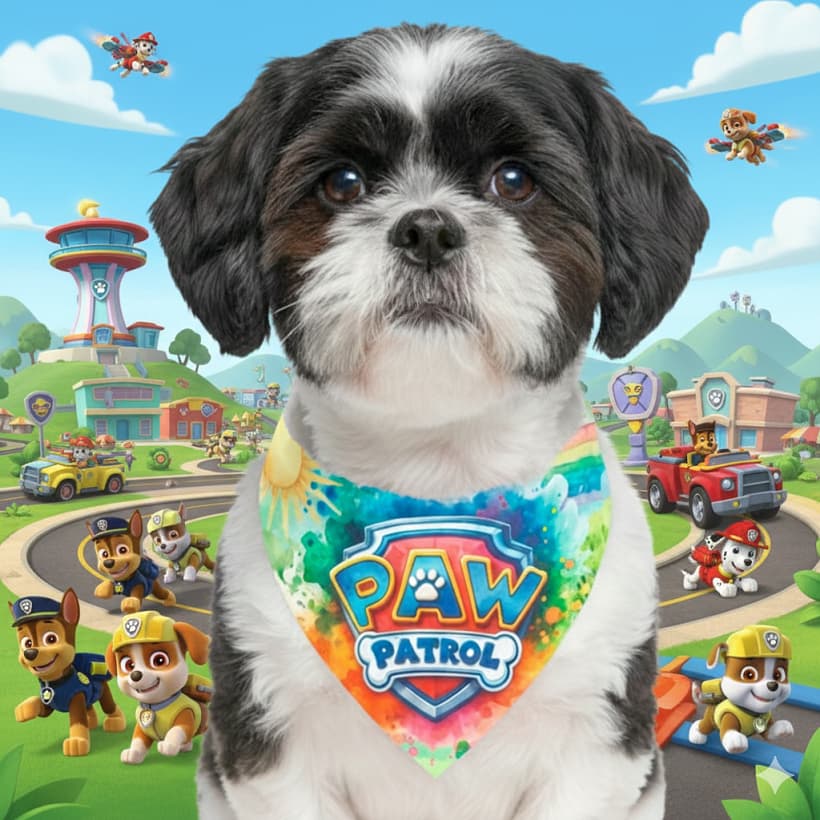 BANDANA PETSHOP/BANHO E TOSA - PATRULHA CANINA AQUARELA - PCT 10 UNIDADES