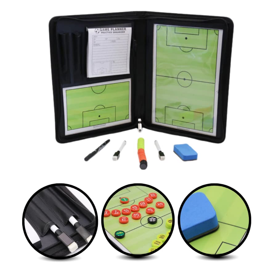 Prancheta 4 em 1 treinador Tatica magnética Futebol Futsal handebol  basquete cartoes apito