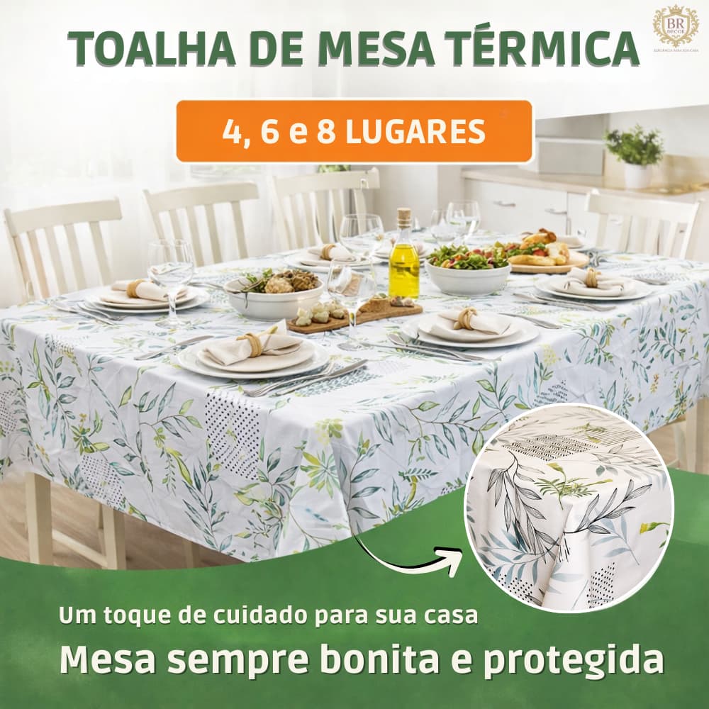 Toalha De Mesa Térmica 4, 6 e 8 Lugares - Plástica - Durabilidade e Elegância