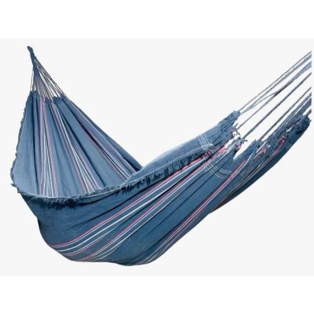 Rede de Descanso 100% Algodão Cinza Listrada para Casal e Solteiro