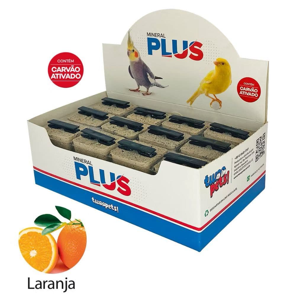 Pedra Cálcio Mineral Plus Pássaros Caixa 24 Unidades 32G Cada Escolha Sabor Diversos Alivio Estresse