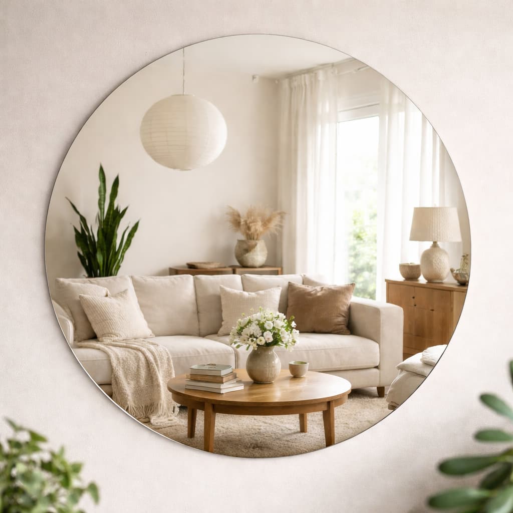 Espelho Redondo até 60cm Vidro Lapidado Decorativo p/ Sala Banheiro Quarto