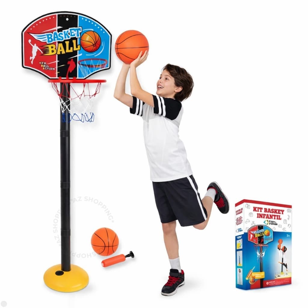 Tabela Basquete Infantil Completa 1,15m Bola Bomba Suporte Regulável