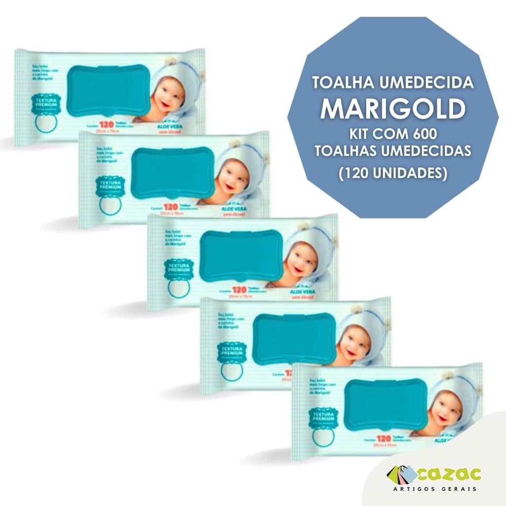 Toalha Umedecida 4 5 6 12 Pacotes Até 1440 Lenços Premium Marigold Baby Aloe Vera