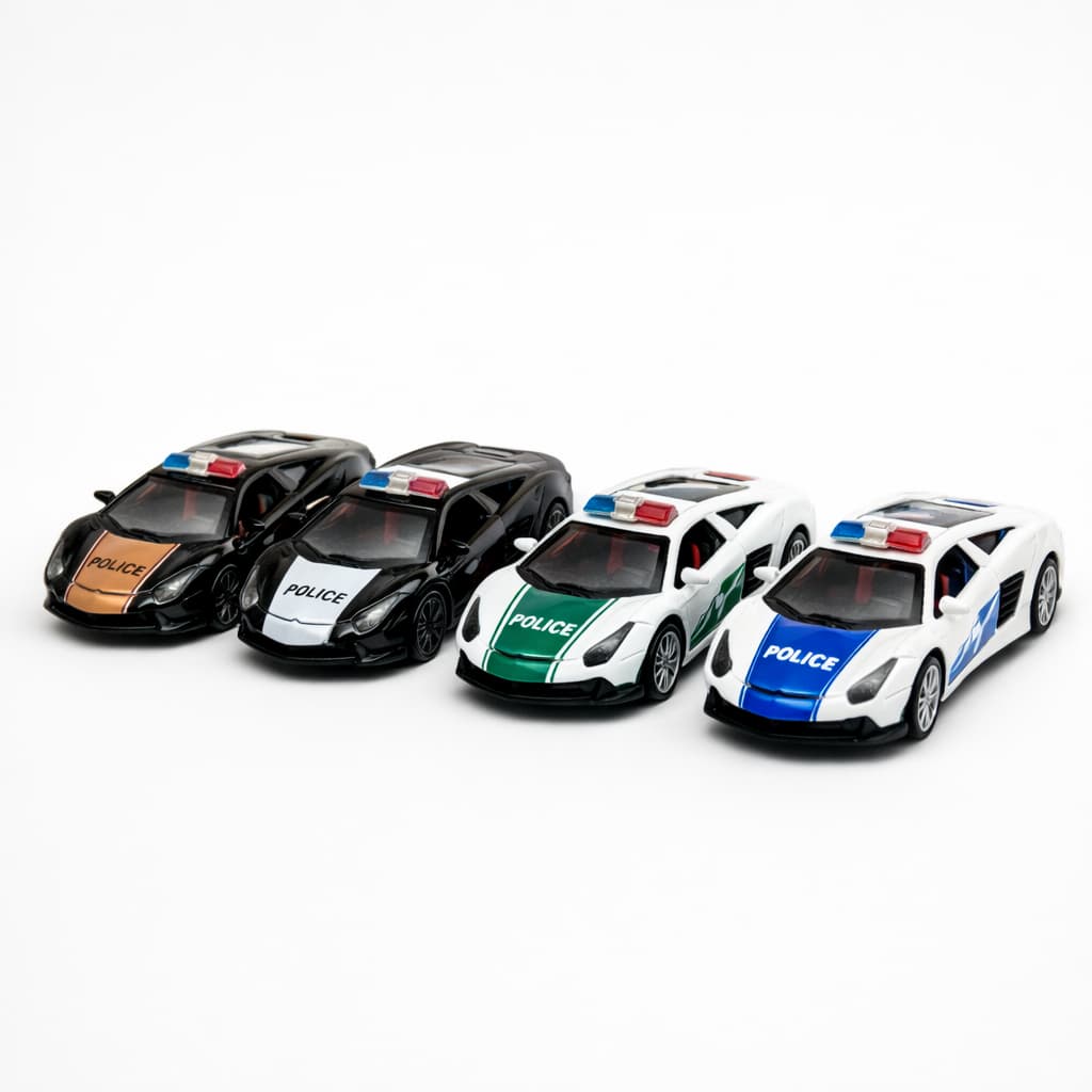 Miniatura Policial Lamborghini Gallardo e Aventador 4 cores 1:38 Metal com Fricção