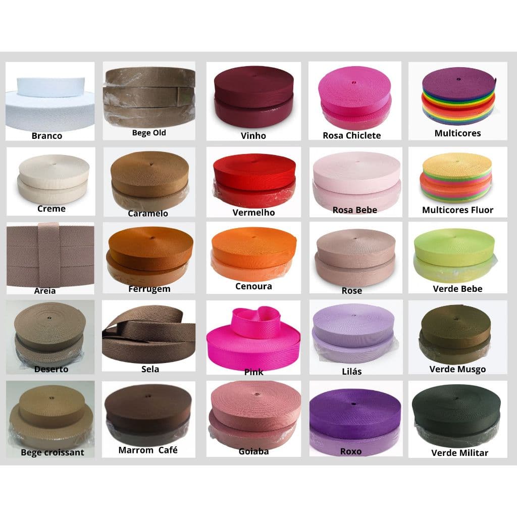 Alça Chic para bolsa 3 Cm, 100% poliéster.  - Cores Diversas.