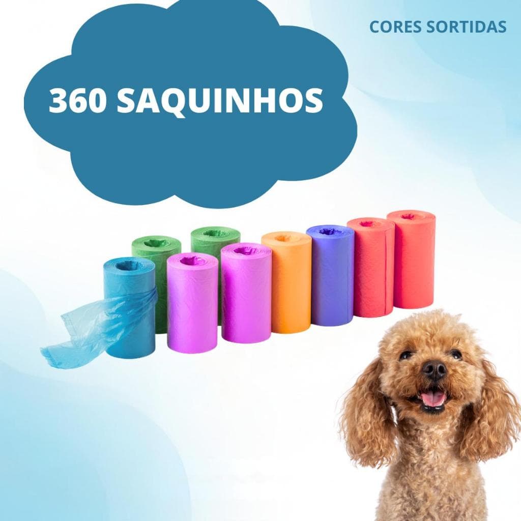 360 Saquinhos Cata Caca Refil Rolinhos Higiênicos + Suporte Colorido Sortido Pet - Escolha o Kit