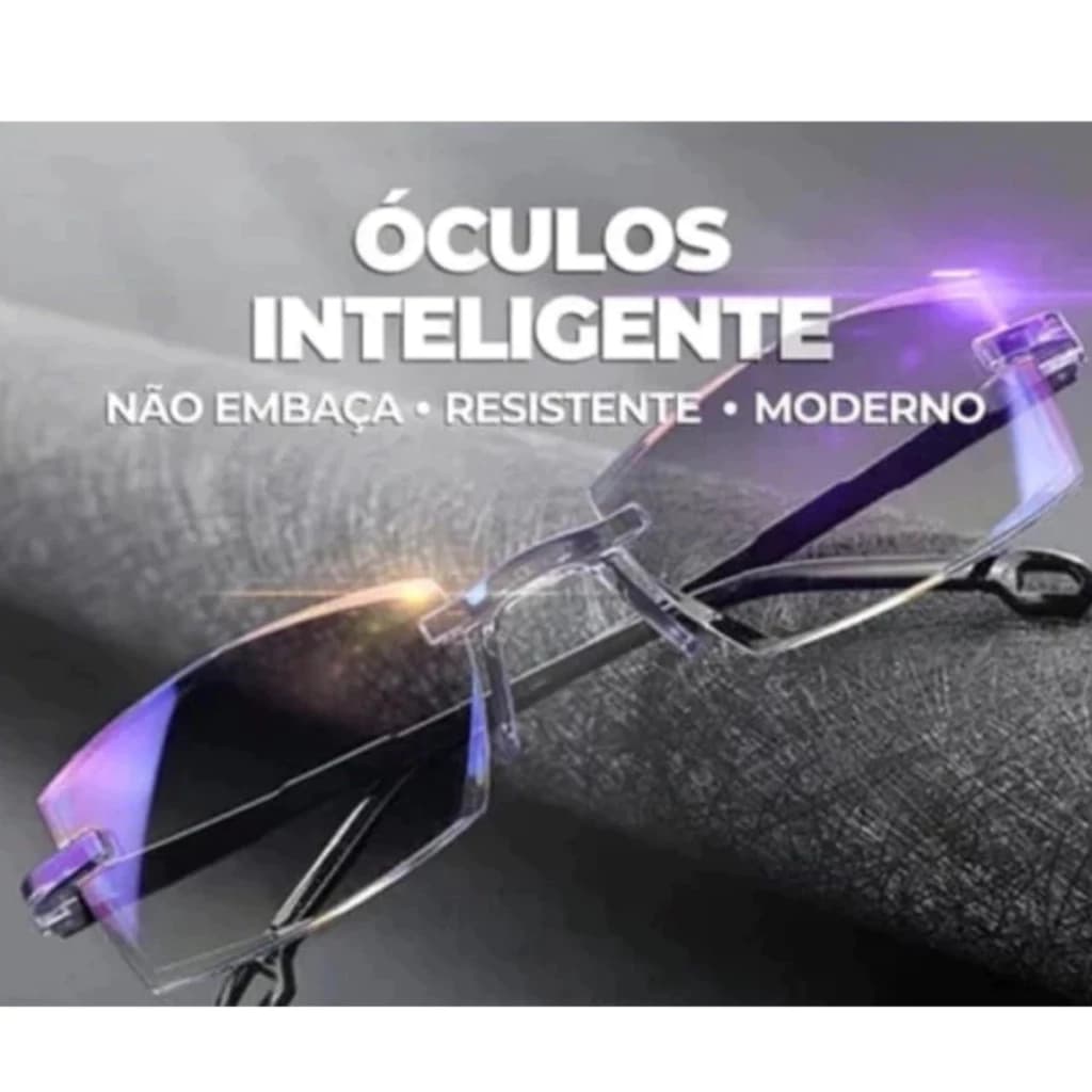 Óculos Inteligente Multifocal Diamantes 2em1 Perto/Longe TR90 MAX SEM ARO ANTI BLUE LIGHT