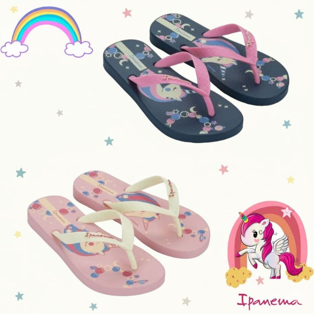 Chinelo Juvenil Ipanema Kids Menina Original Unicórnio Azul Rosa Arco Iris Confortável Lançamento