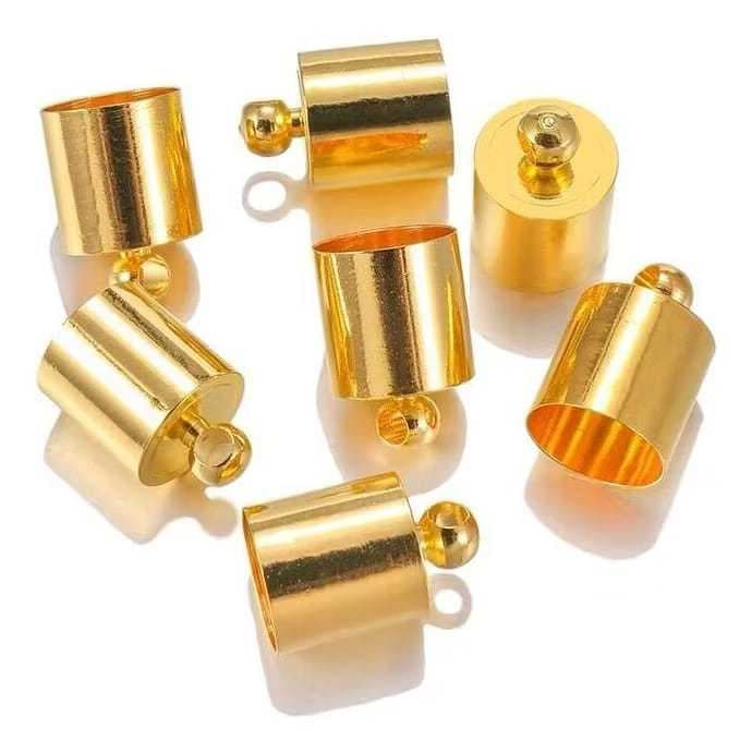 Terminal Tubo Colagem para Bijuteria , Artesanatos Croche -Kit com 10 Peças  8mm