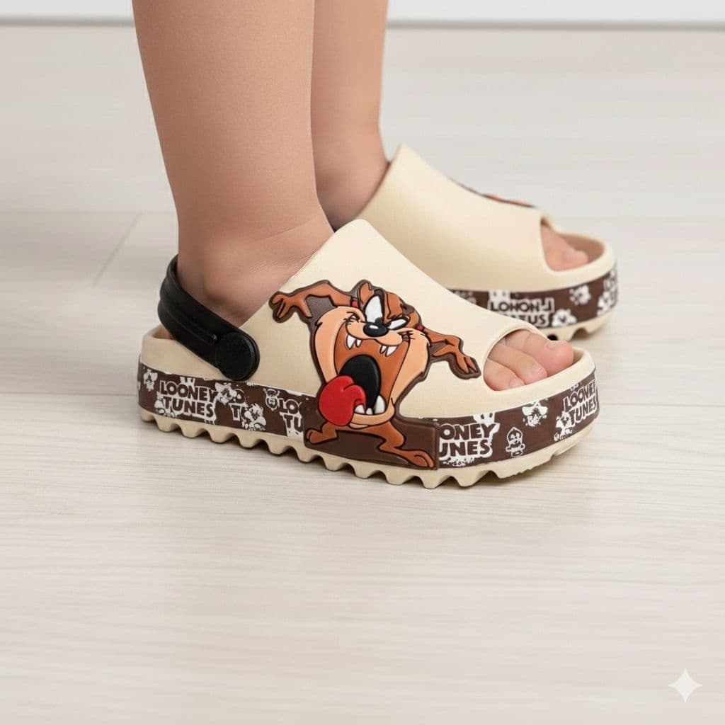 Sandália Slide Infantil Taz Mania Confortável Com Solado Antiderrapante Dia a Dia Escolar Slide Baby