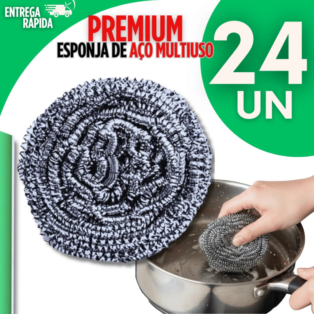 Jogo 24 Esponja De Aço Inox Lava Louça Não Enferruja Limpeza Pesada Bucha Palha Aço Panela Cozinha
