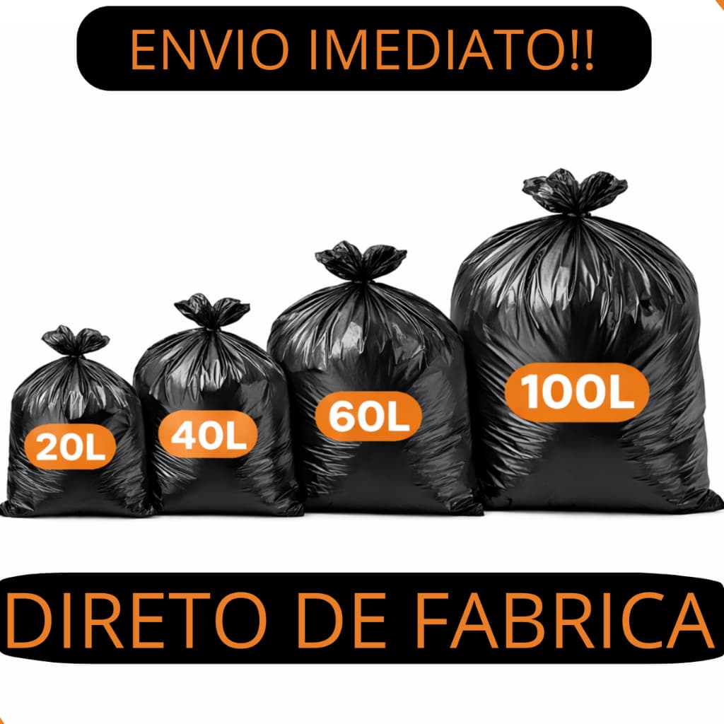Saco Lixo Preto  Vários Tamanhos 100/60/40/20 Litros Direto De Fabrica 100 Unidades