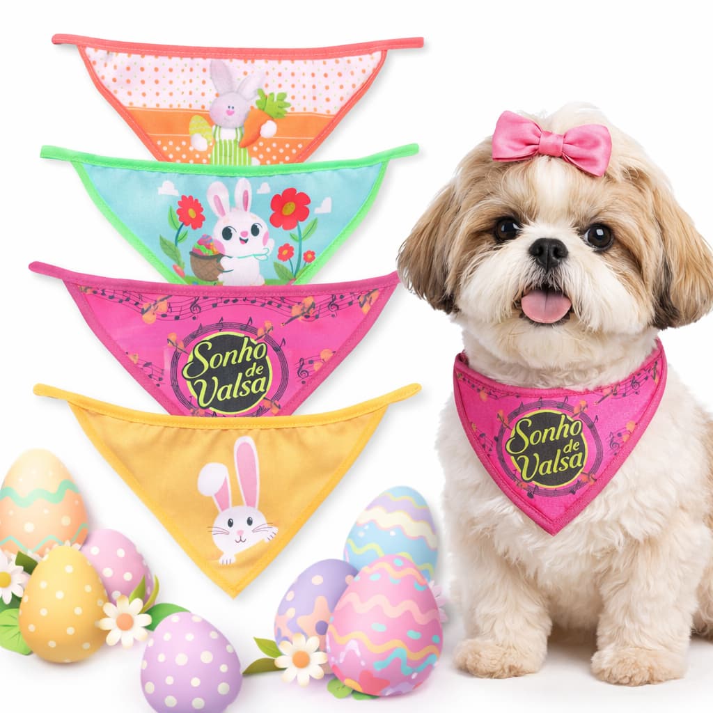 Bandana Pet Páscoa Pequeno Porte, Bandana Páscoa para cães. ATACADO