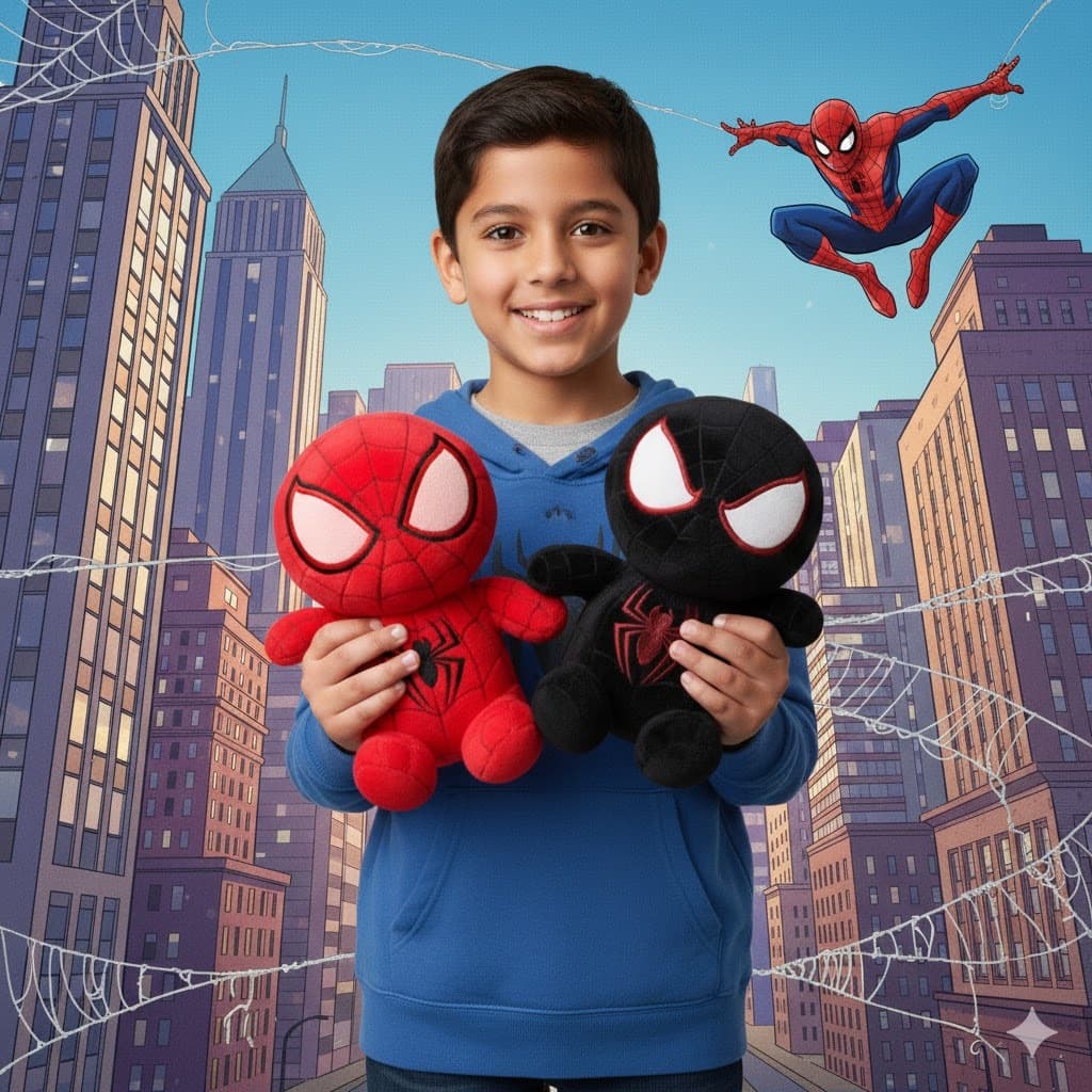 Kit 2 Pelucia Homem Aranha Preto E Vermelho 25 Cm Fofinho Pelucia Importada